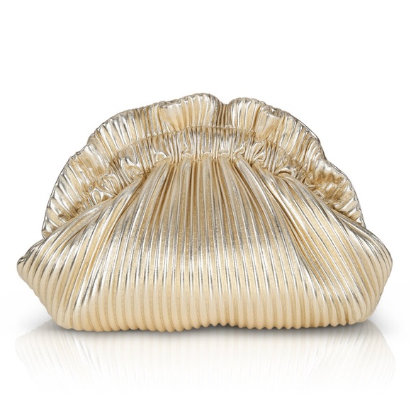 Badgley Mischka Handbags - NWT Piper Faux Leather Ribbed Dumpling Ruffle Pouch